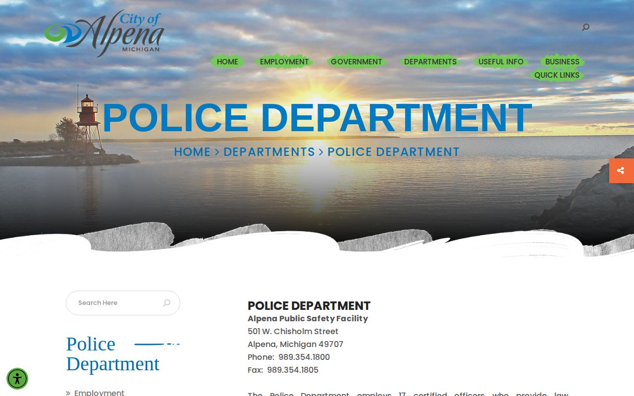 City of Alpena Police Department official arrest records source